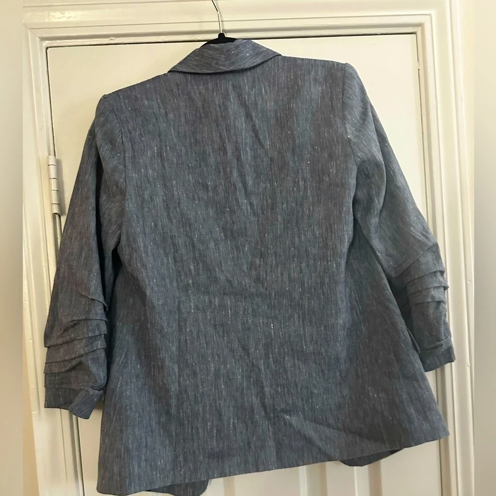 Halogen Open Front Push Sleeves Chambray Blazer Jacket Womens Sz XS Petite - Picture 6 of 6